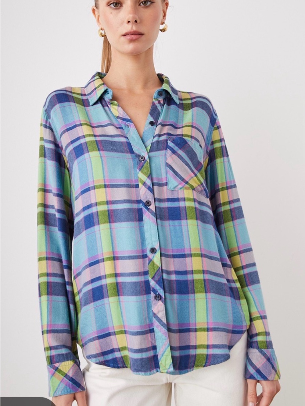 Rails Plaid Button-Down Shirt in Blue, Green, Pink